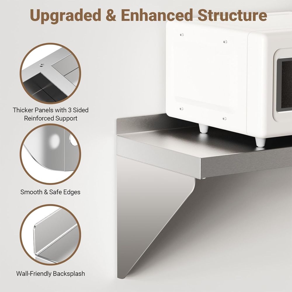 Stainless Steel Wall Shel 12 x - Wall Shelf Commercial Kitchen 评论和价格